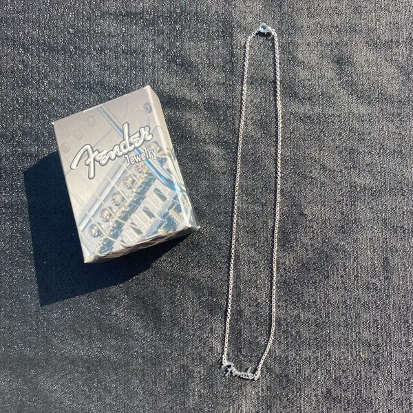 💎🩶 Vintage Y2K 2000s NWT Fender Monogram Statement Silver Tone Metal Pendant & Ball Chain Necklace $19.99 🩶💎 - Image 8