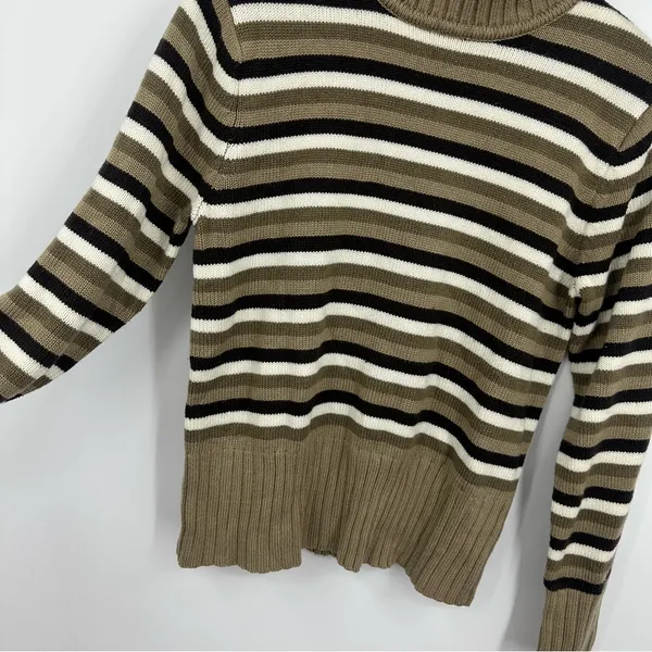 Vintage Y2K Striped Mock Neck Sweater Size Medium Academia Boho Early 2000s - Image 6