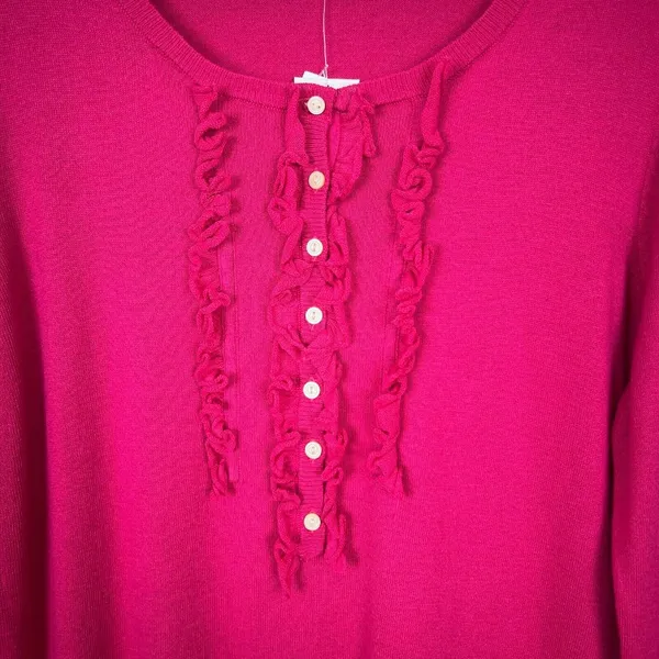 Gap Sweater Top Womens Large Pink Cotton Cashmere Long Sleeve Henley Ruffle New‎ - Image 4