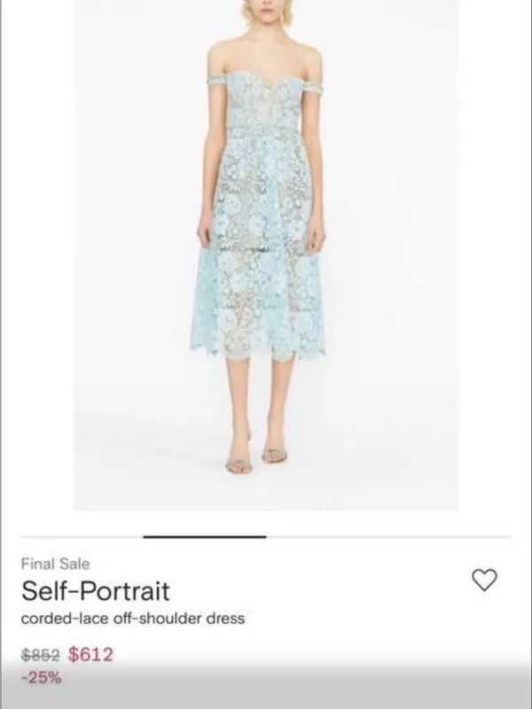 Self Portrait corded lace off shoulder dress NWT - Image 8