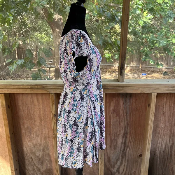 Free People Women's Miss Right Mini Dress Floral Cut Outs Size M - Image 4