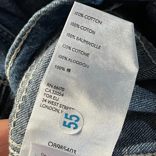 Free People Chloe Baby Barrel Jeans Women XS Blue Boho Elastic‎ Back Distressed - Image 9