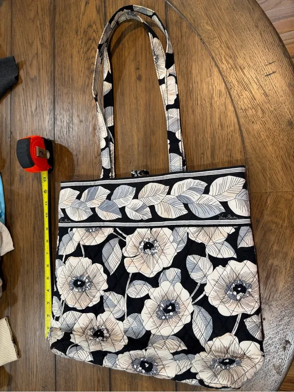 Vera Bradley Black & Cream Floral Quilted Tote​ - Image 2