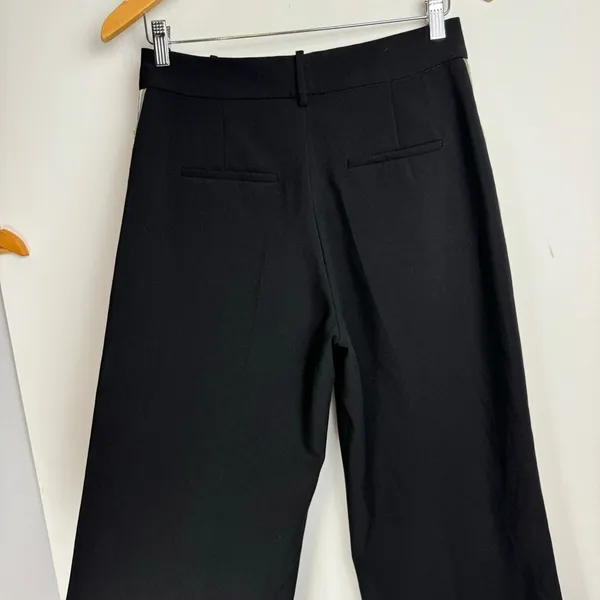 Zara Wide Leg Side Tape Stripe Pants Trouser Sz Medium Black - Image 14