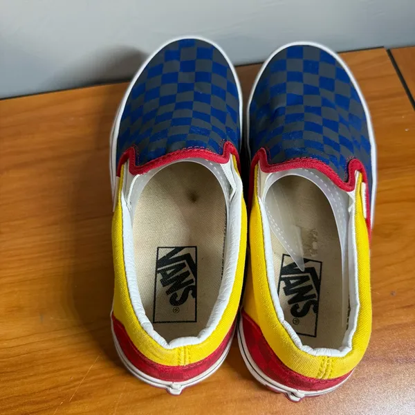 Vans Classic Slip On Canvas Sneaker Shoe Checkerboard Colorblock Retro‎ W6 - Image 5