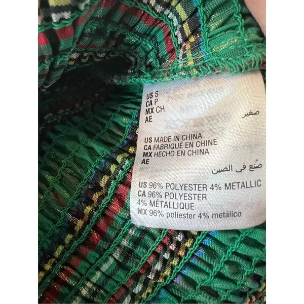 NWT! INC International Concepts Green Red Metallic Plaid Belted Midi Dress Small - Image 6