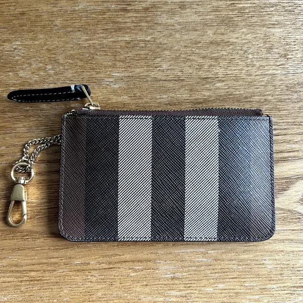 Burberry Kelbrook Check Coated Canvas Zip Coin Case in Dark Birch Brown Wallet - Image 2
