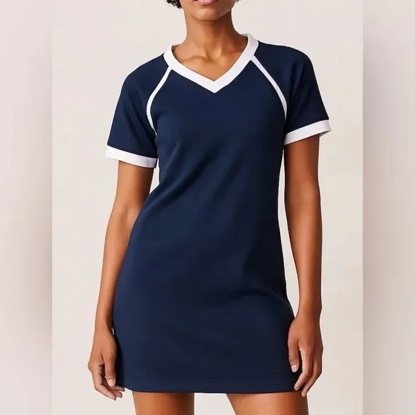 Abercrombie & Fitch YPB neoKnit navy short sleeve shirt dress women’s XS NWT - Image 2