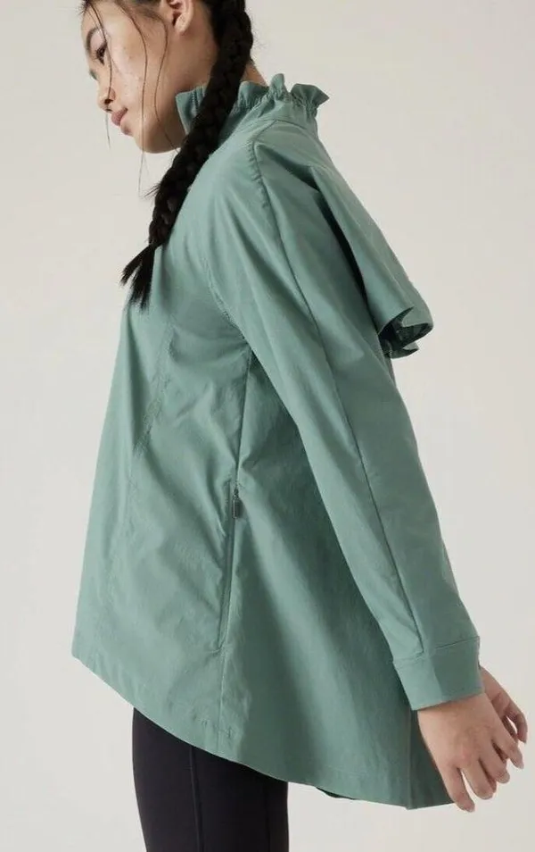 NEW Athleta L Advantage Poplin Top Teal Breathable Zip Pockets Ventilation Large - Image 3