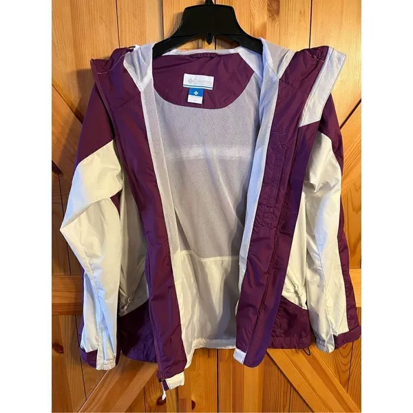 Columbia Yamhill Wind II Jacket Size M Purple White Hooded Full Zip (2470) - Image 6