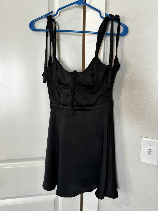 For Love And Lemons Satin Black Dress XS - Image 2