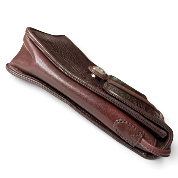 Brighton Oxblood Leather Vtg Croc Embossed Crossbody Bag Silver Buckle & Charm - Image 6