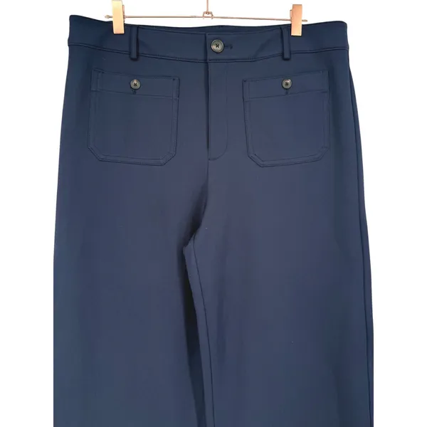LOFT Womens Palmer Wide Leg Trouser Pants Navy Ponte Size 14 Nautical Preppy - Image 6
