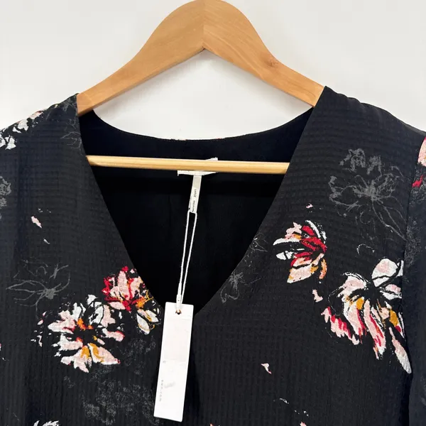 Gentle Fawn Tatiana Dress Long Sleeve‎ V Neck Tie Cuff Black Sheer Large NWT - Image 4