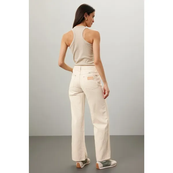 Wrangler World Wide Cream Wide Leg High Rise Western Denim Jeans Size 30x28 - Image 3