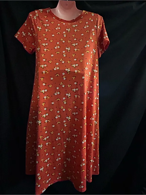 LuLaRoe Women’s Jessie Orange White Floral Dress XS - Image 2