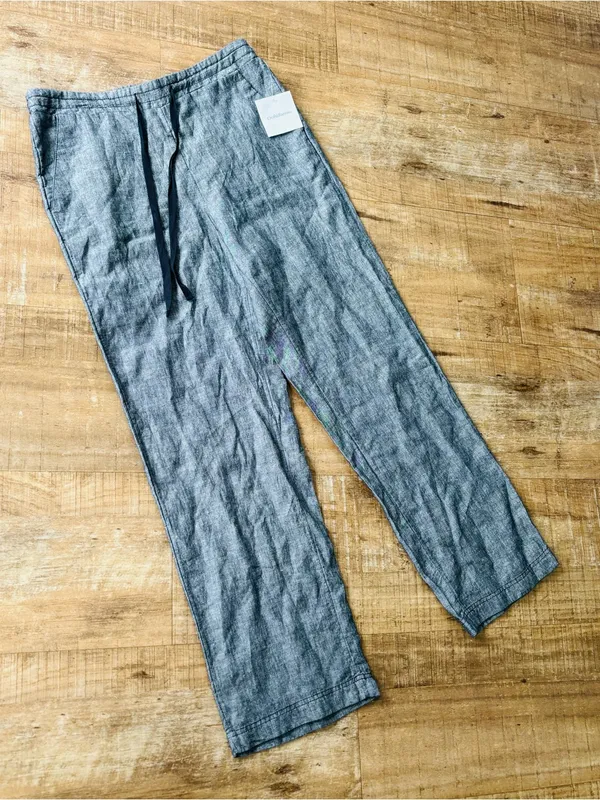 NWT Croft & Barrow heather grey linen straight leg relaxed pant size medium - Image 2