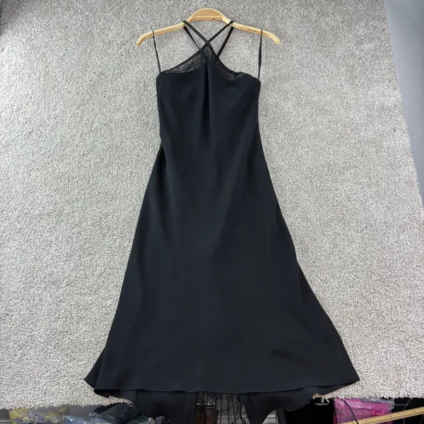 Jones New York Dress Halter Gown Womens 6 Black Formal Dress Sheer Beaded Hem‎ - Image 2