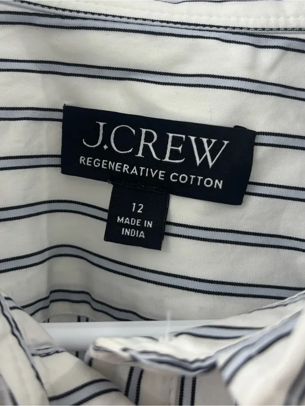 J crew eyelet puff sleeve shirt in striped cotton poplin - Image 7