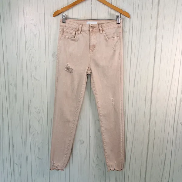 VERVET‎ Skinny High-Rise Distressed Crop Jean in Blush/Taupe, Size 27 - Image 2