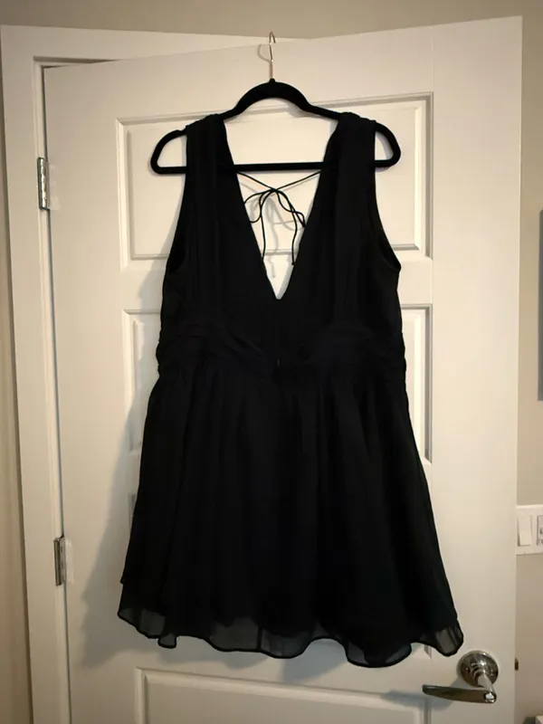 Abercrombie Black V-Neck Chiffon Skater Dress - Image 2