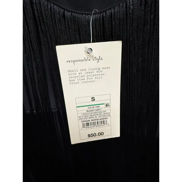 A New Day Black Fringe Tassel Mini Cocktail Party Dress Small S NEW Flapper - Image 5
