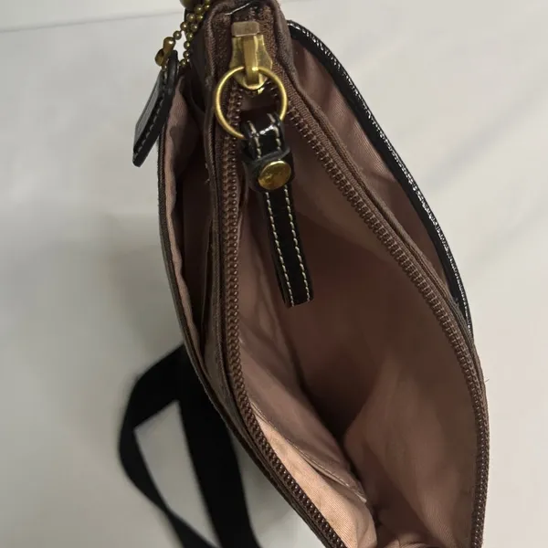 Coach Signature Brown and Black Crossbody Bag - Image 4