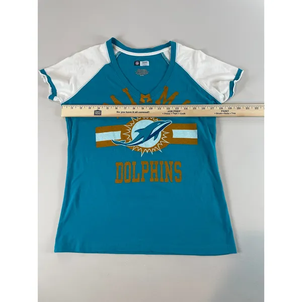 NFL Team Apparel Womens Turquoise Miami Dolphins V‑Neck Short Sleeve Tee Size M - Image 3