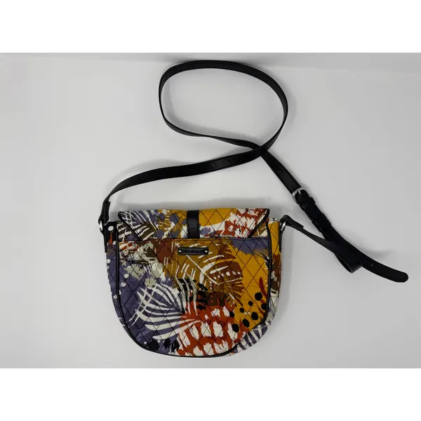 VERA BRADLEY Slim Saddle Bag Crossbody Purse Painted‎ Feathers Quilted Purple - Image 2
