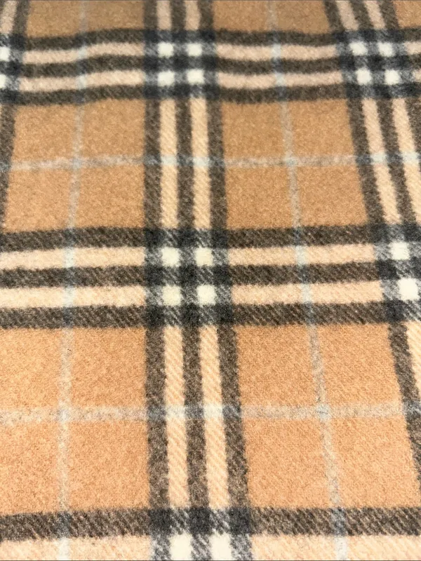 Burberry Nova Check Scarf Camel Plaid Merino Wool Cashmere Blend Made inScotland - Image 5