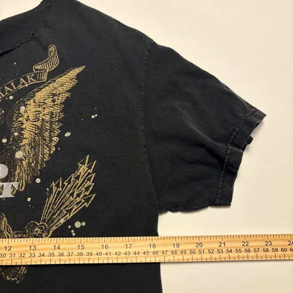 Kerusso T-Shirt Womens L Black In God I Trust Eagle Graphic Raw Neck Distressed - Image 4