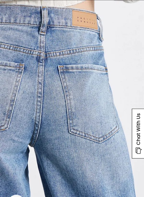 PacSun Light Blue Ripped Baggy Jeans in Medium Indigo - Image 3