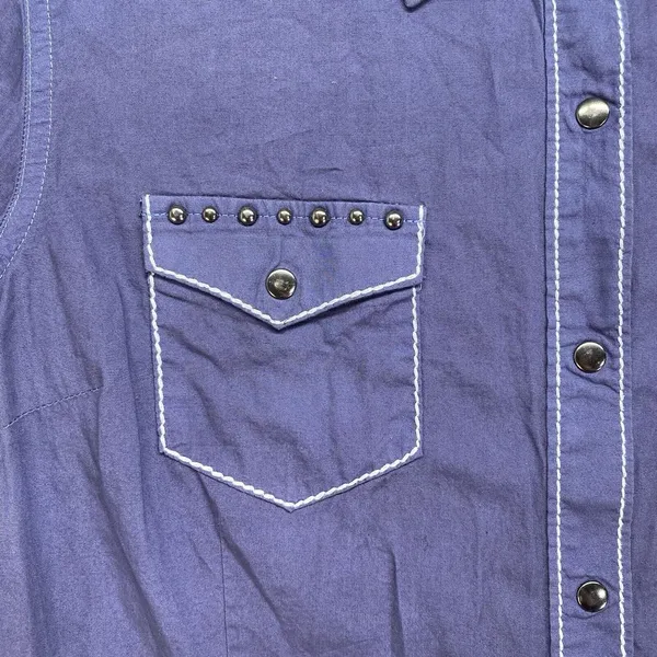 Ariat Shirt Womens M Fitted Snaps‎ Western Purple white trim Cross accent - flaw - Image 5