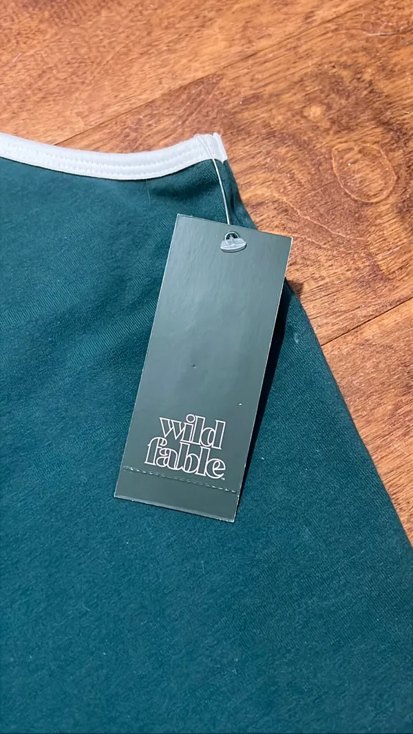 Wild Fable Target Green and White Cropped Tank - Image 4