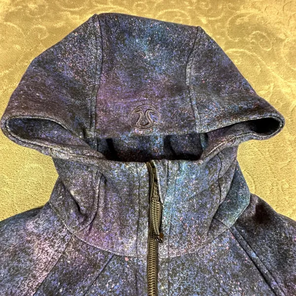 Lululemon Scuba Hoodie Full Zip Galaxy Cosmic Blue Purple Fleece Sz 8 Kangaroo - Image 2