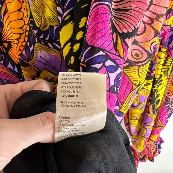 Alexandra Farmer for Anthropologie Butterfly Floral Smocked‎ Blouse Pink XS Boho - Image 8