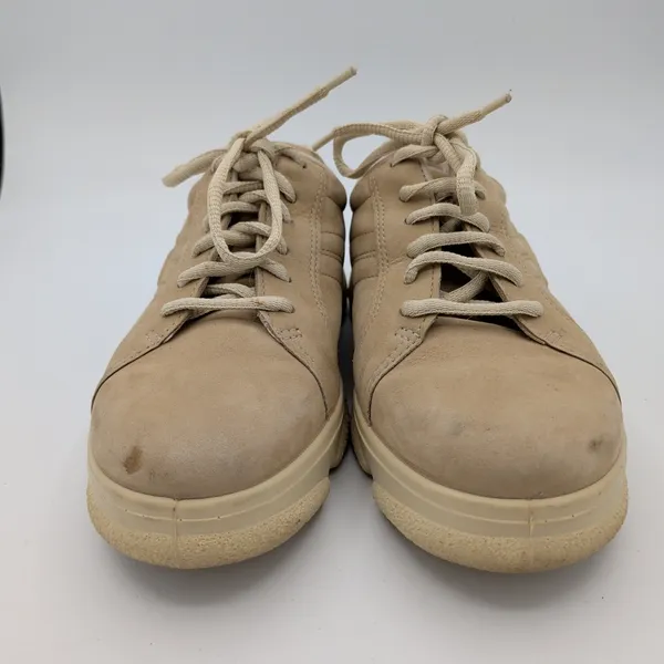 ECCO Flexzone Beige Leather Walking Sneakers Womens EU 38 US 7-7.5 Lace Up‎ Tan - Image 3