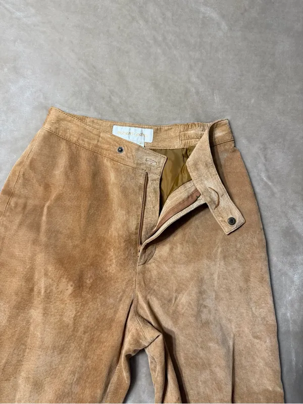 Margaret Godfrey Vintage Leather Suede Tan Pants - Size 4 - Image 5