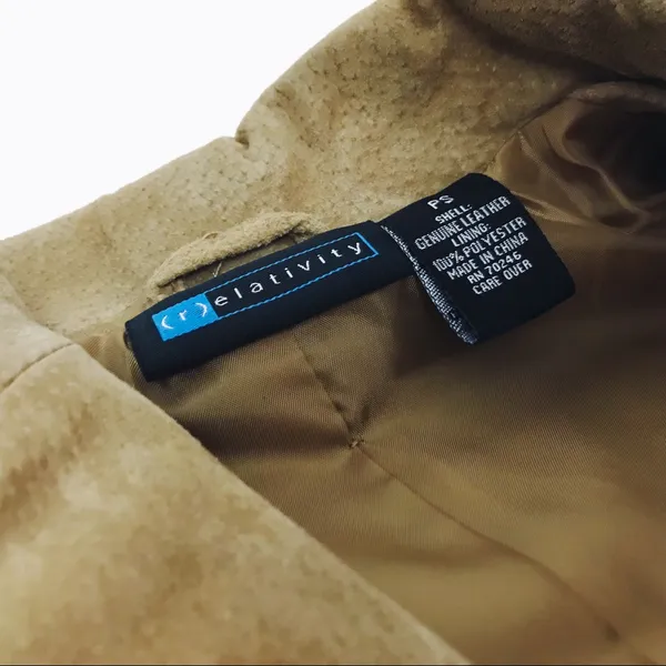 Vintage Genuine Suede Jacket in Tan | Size S - Image 13
