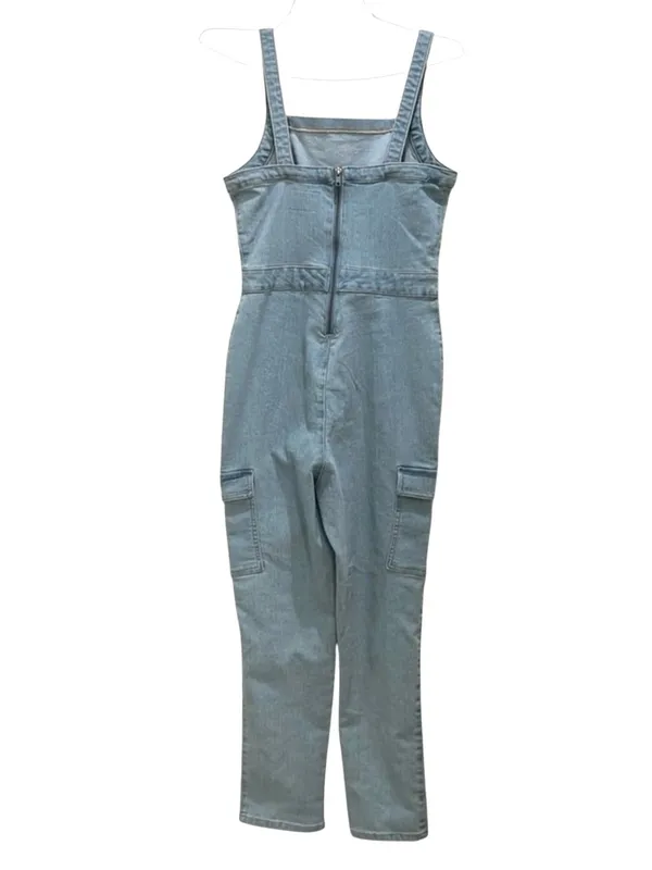 Tinseltown belted Denim Jumpsuit light wash, Size Medium NWT - Image 5