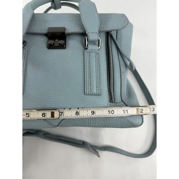 3.1 Phillip Lim Pashli Medium Satchel Light Blue Pebbled Leather AR13-0179SKC - Image 3