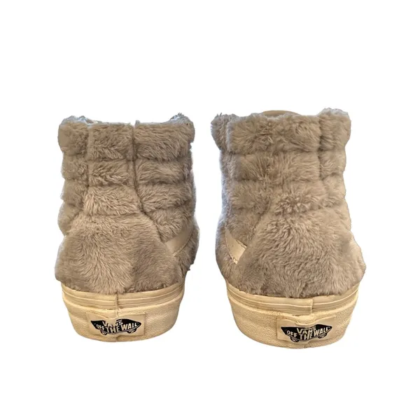 Gray Grey Beige Vans sk8 hi‎ Fuzzy furry Women's 5 Brand new V98CF Hairy - Image 4