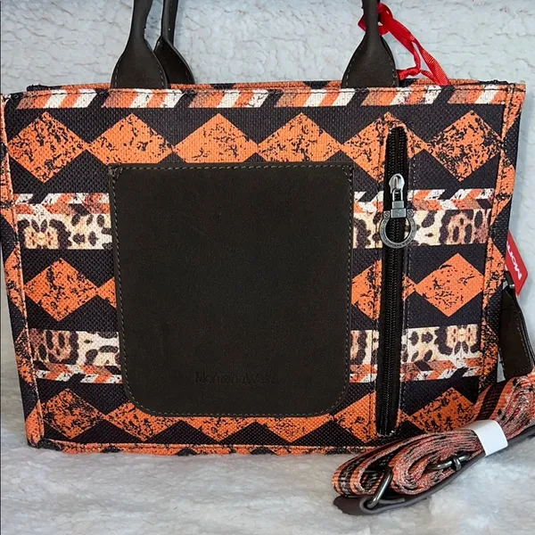 Montana West‎ Orange and Black Southwest Tote Bag - Image 4
