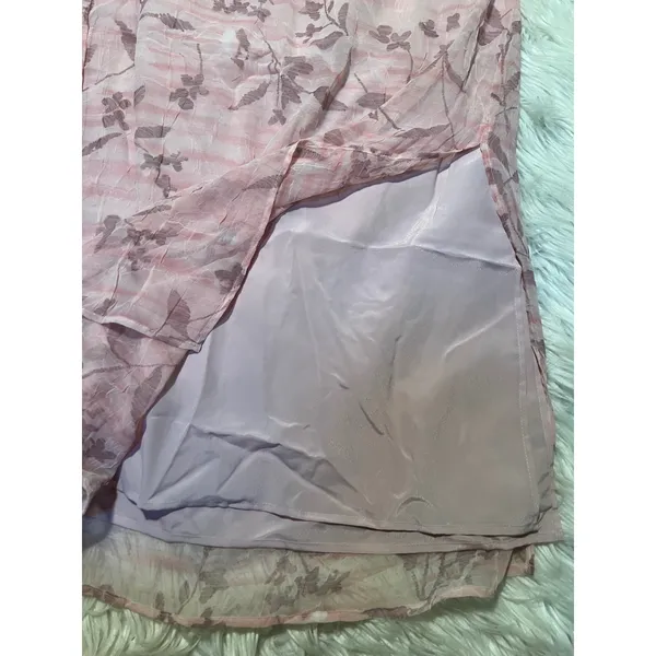Vintage Norton McNaughton Women's Size Large Midi Skirt Light Pink Mauve Floral - Image 4