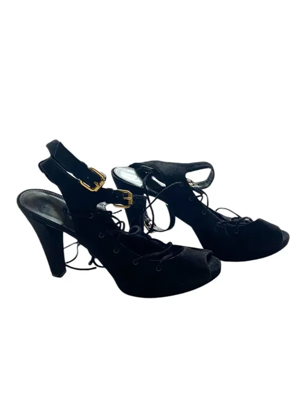 J.Crew Made In Italy Lace Up Heels Black Size 8 Whimsigoth Witchy Renaissance - Image 3