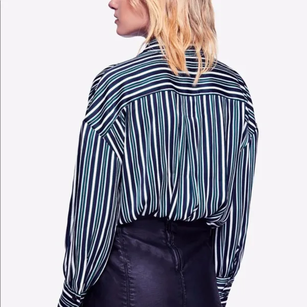 NWT FREE PEOPLE Mad About You Button down Shirt XS Striped - Image 4