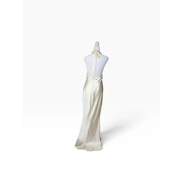 Lulus Elegant Cream Halter Maxi Dress Women Large - Image 3