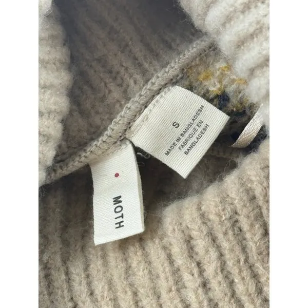 MOTH by anthropologie turtle‎ neck Sweater Animal Print Yellow Black Beige Se - Image 8