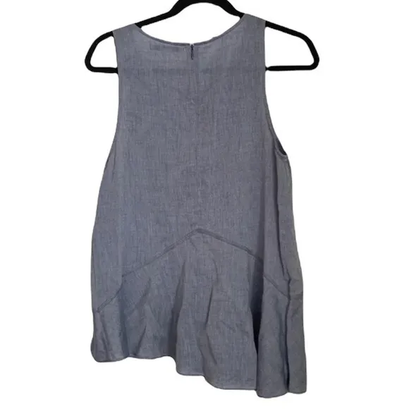 Derek Lam 10 Crosby Chambray Blue Sleeveless Asymmetrical Hem Tank Top 6 - Image 2