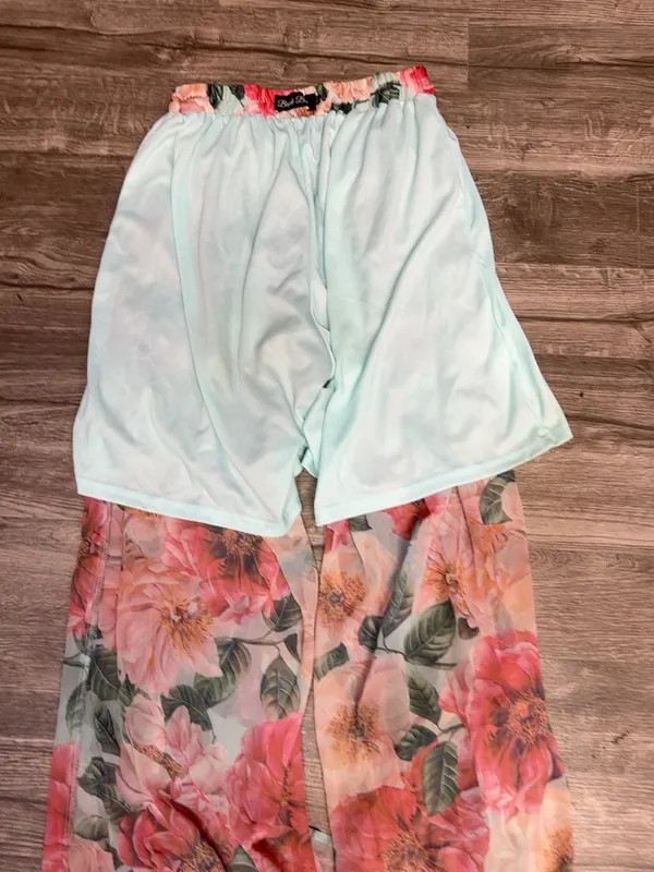 Brick Built S/M Floral Wide Leg Tie Hem Pants Lined Resort Vacation - Image 8
